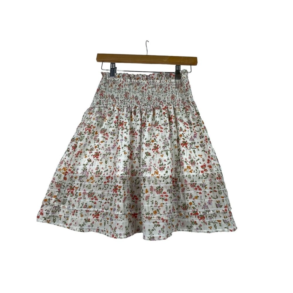 NEW Black Tape Elastic Waist‎ Floral Print Skirt size Medium Y2K